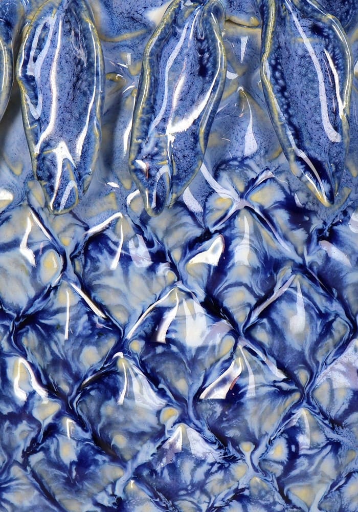 Blue Pineapple Stoneware  Vase - Handpainted Statement Piece