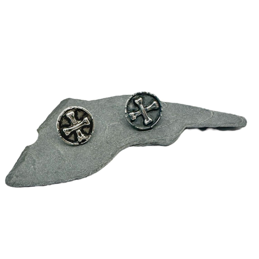 Bones Skull Medaglie Coin Stud – Sterling Silver 925