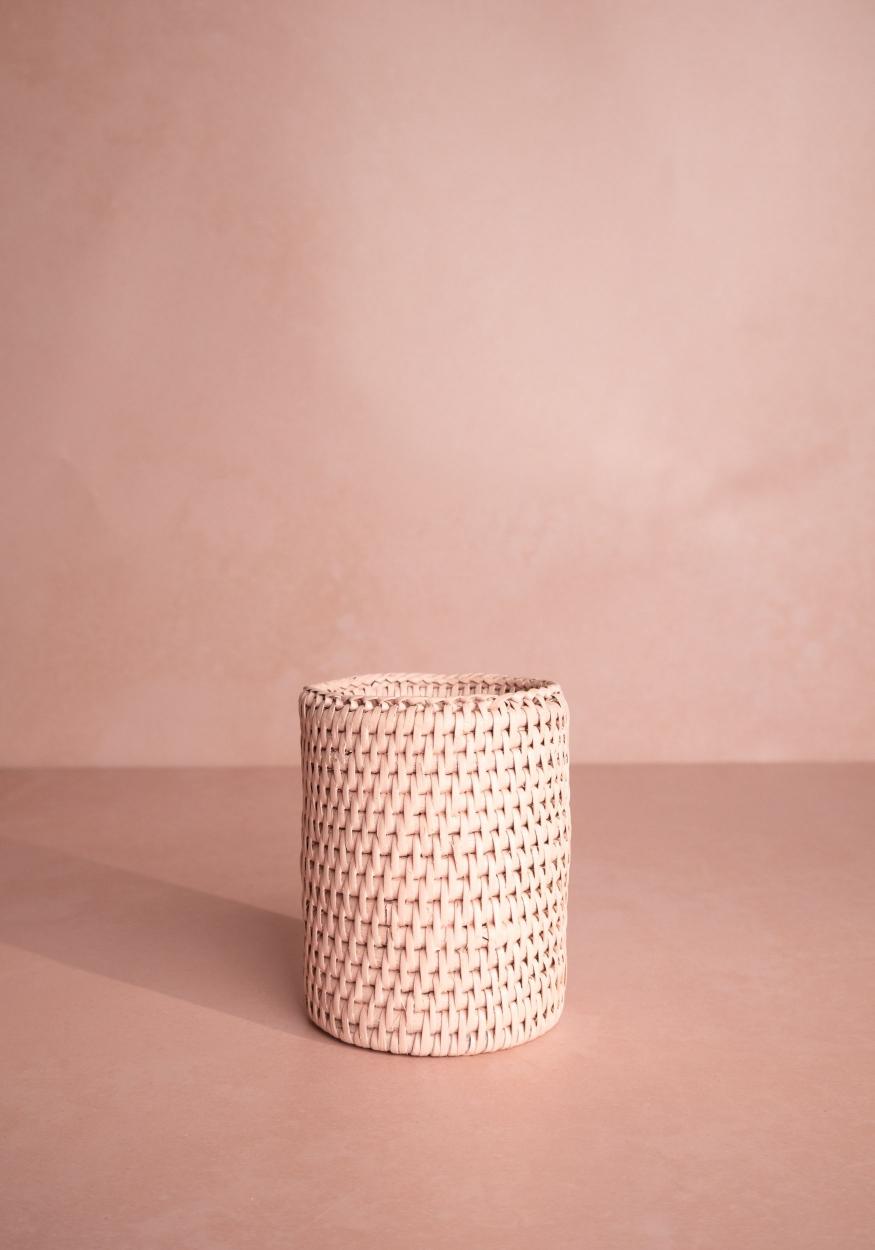Savannah Rattan Bottle Holder - Pink