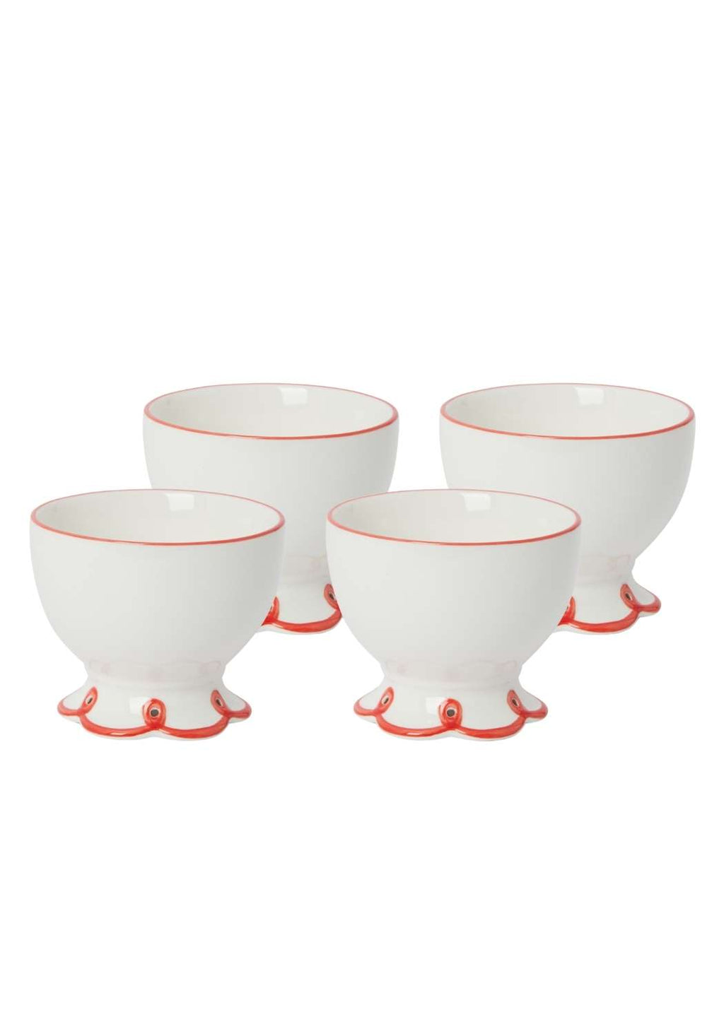 Rosy Red Scalloped  Nibbles Bowl - Set of 4