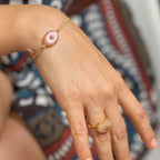 Lone Star Peach Moonstone Statement Bracelet