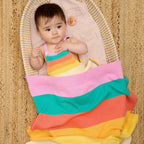 Bubble Frill - Rainbow Pink Knit Stripe Romper