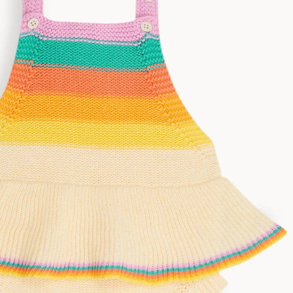 Bubble Frill - Rainbow Pink Knit Stripe Romper