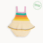 Bubble Frill - Rainbow Pink Knit Stripe Romper