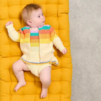 Bubble Frill - Rainbow Pink Knit Stripe Romper