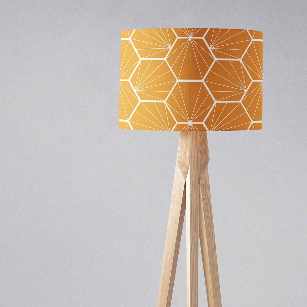 Butterscotch Yellow Drum Lampshade, Geometric Hexagon Shade for Table, Floor or Ceiling Pendant Light