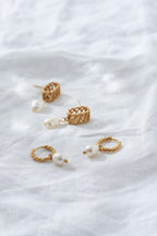 Woven Drop Pearl Earrings