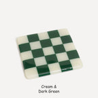 Fused Glass Coaster - Handcrafted Chequered Design from Cornwall by David Perry Glass & Ceramics (10cm-chequered-dual-colour-coaster-oceanside-collection)
