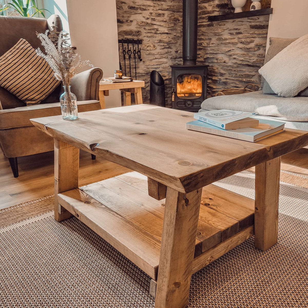 LOTTI Live / Waney Edge Coffee Table With Shelf