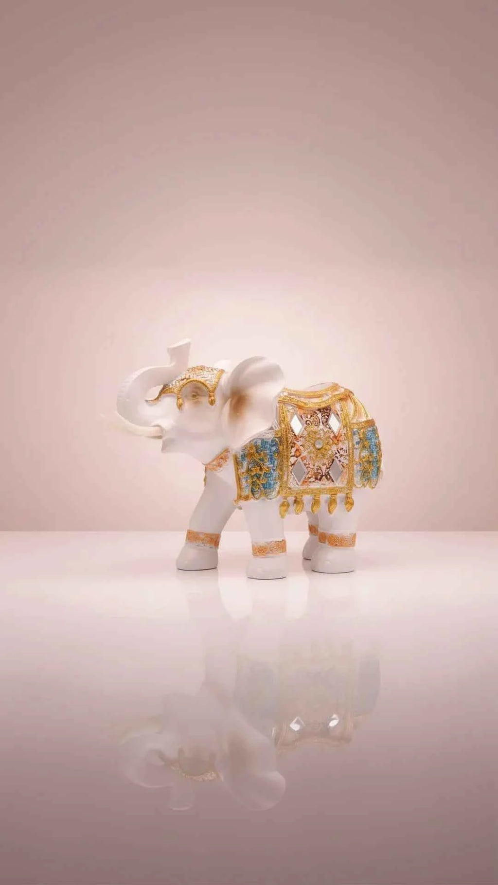 Standing Mirrored Mosaic Elephant With Trinket Holder