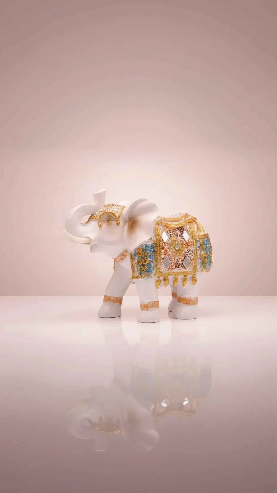 Standing Mirrored Mosaic Elephant With Trinket Holder