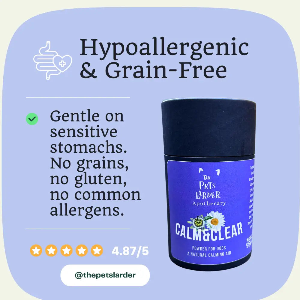 Dog Calming Supplement – Natural Herbal Powder for Anxiety Relief by The Pets Larder (calm-clear-natural-herbal-calming-supplement-for-dogs)