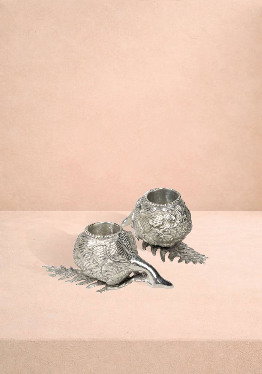 Pewter Artichoke Candleholder - Set of 2