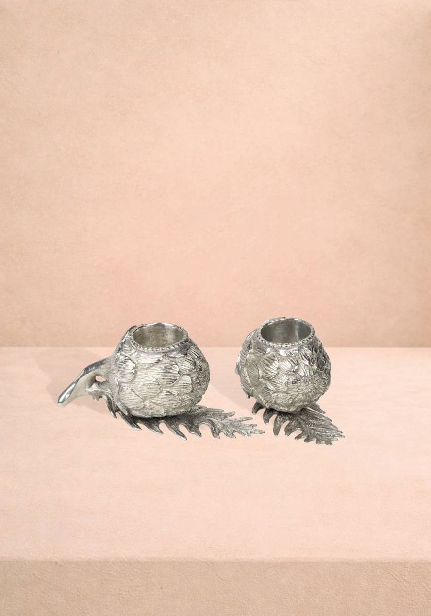 Pewter Artichoke Candleholder - Set of 2