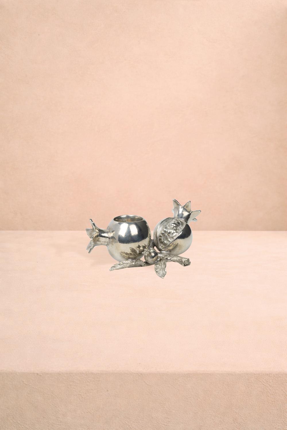 Pewter Pomegranate Candleholder - Set of 2
