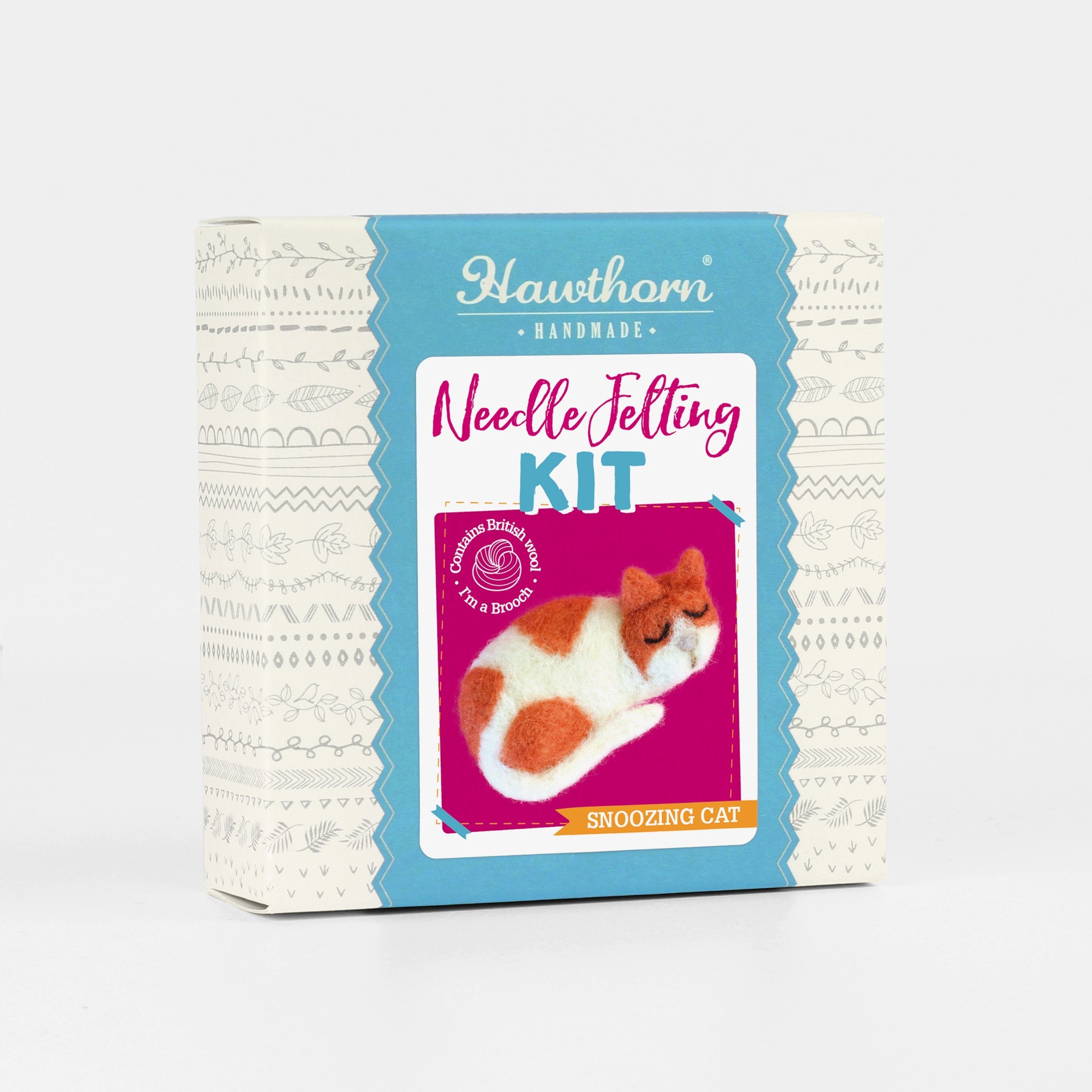 Cat Brooch Needle Felting Kit for Beginners