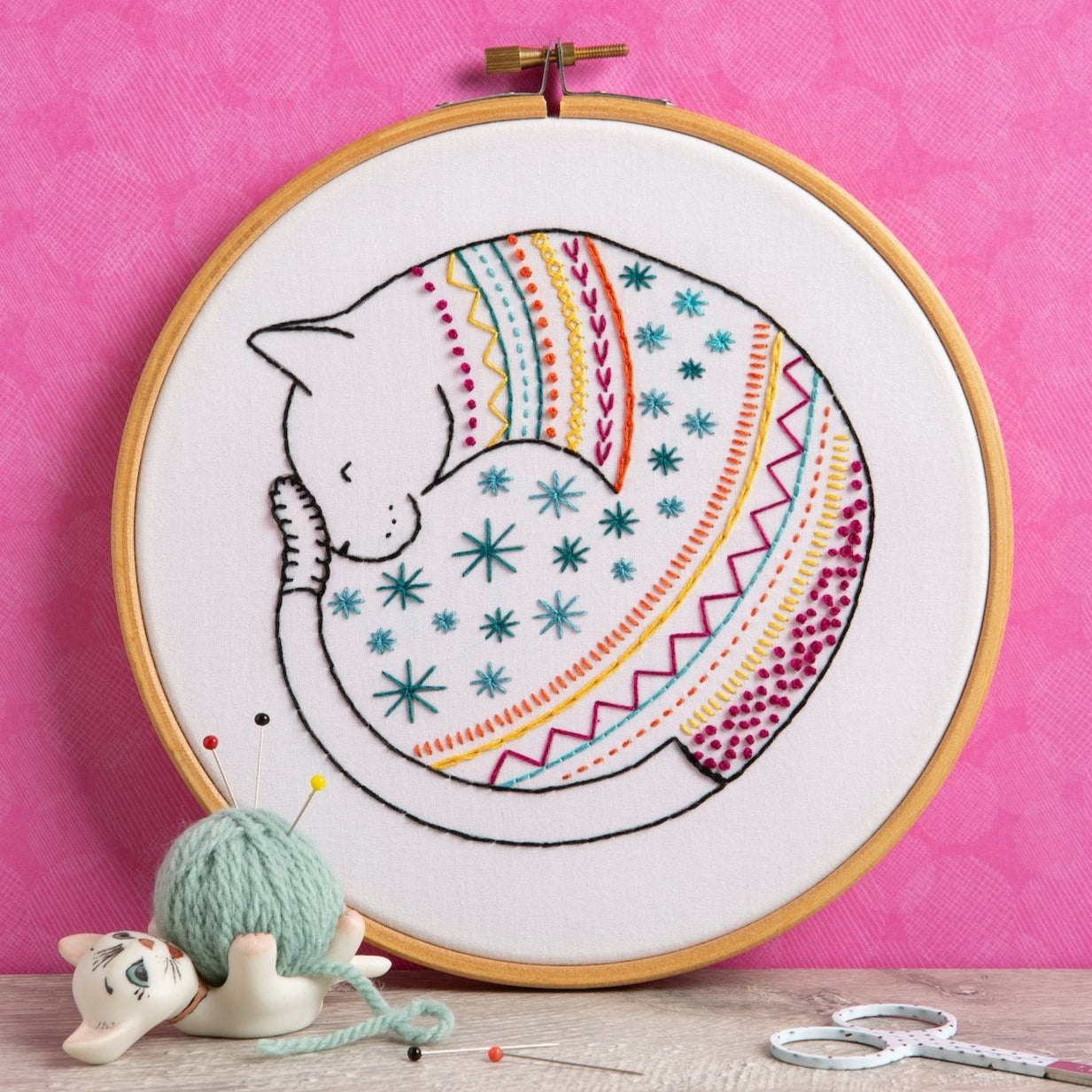 Cat Embroidery Kit for Beginners