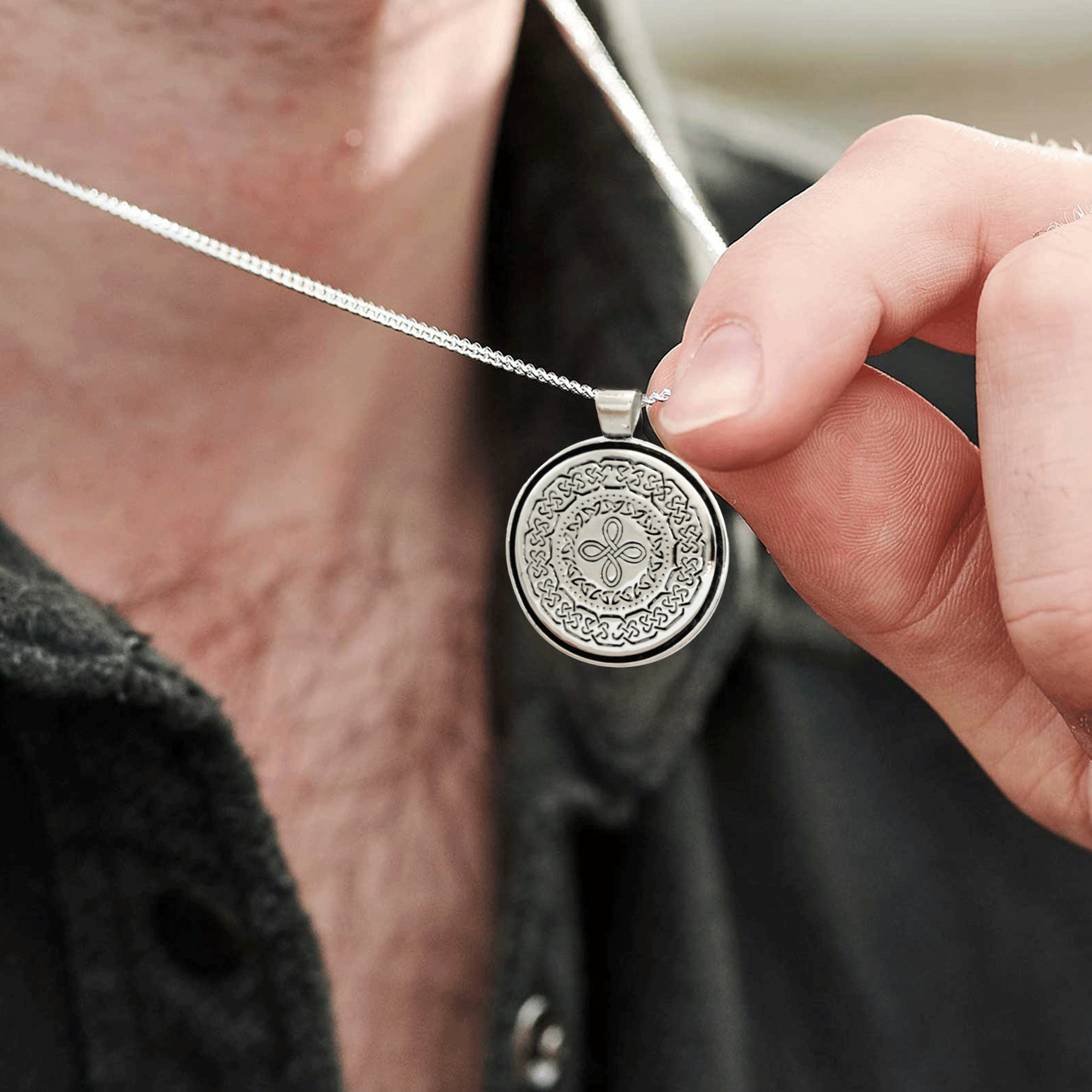 Celtic Mandala Personalised Silver Necklace