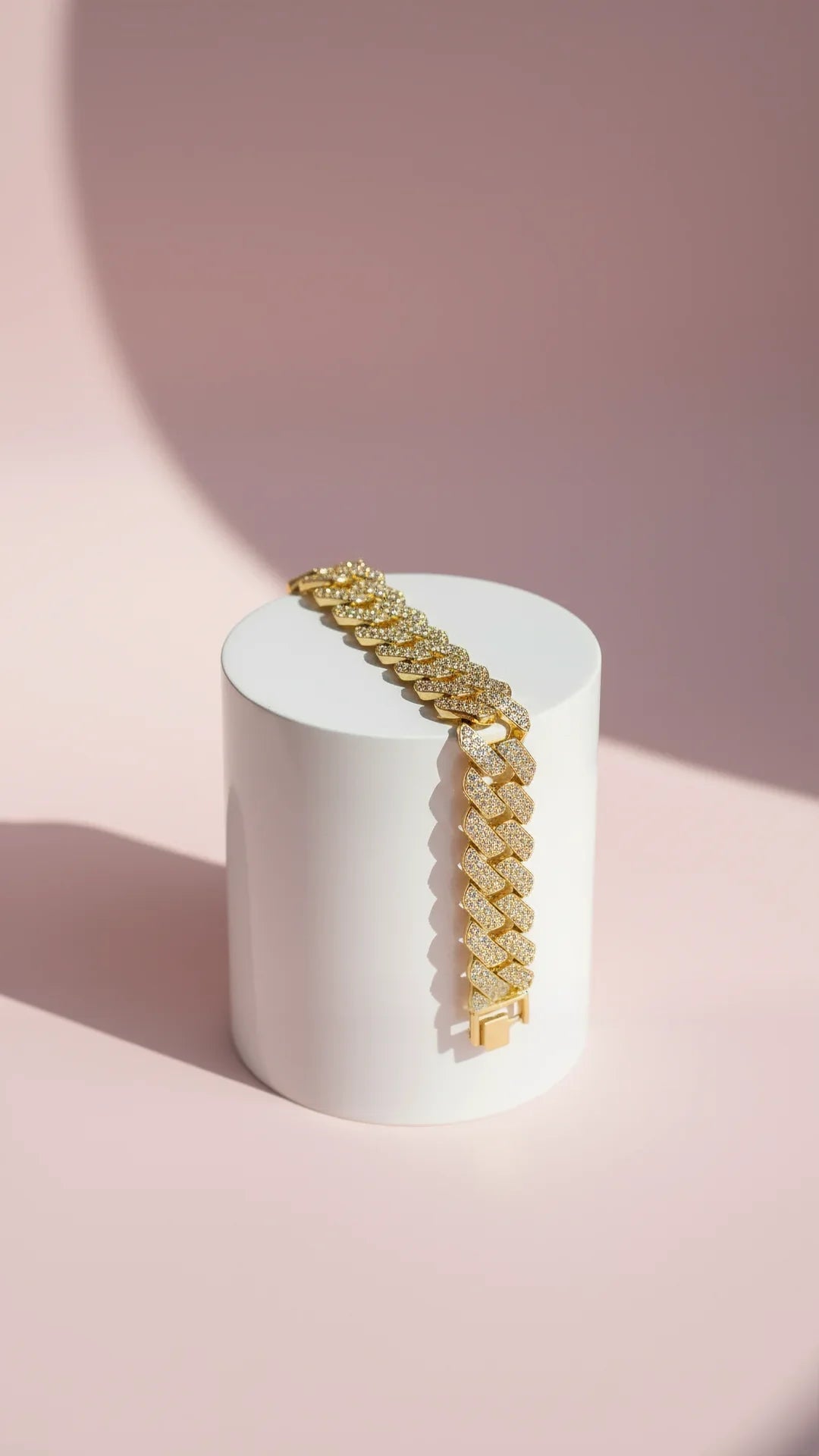 Waterproof Oversized XL Stainless Steel Crystal Bracelet Chain
