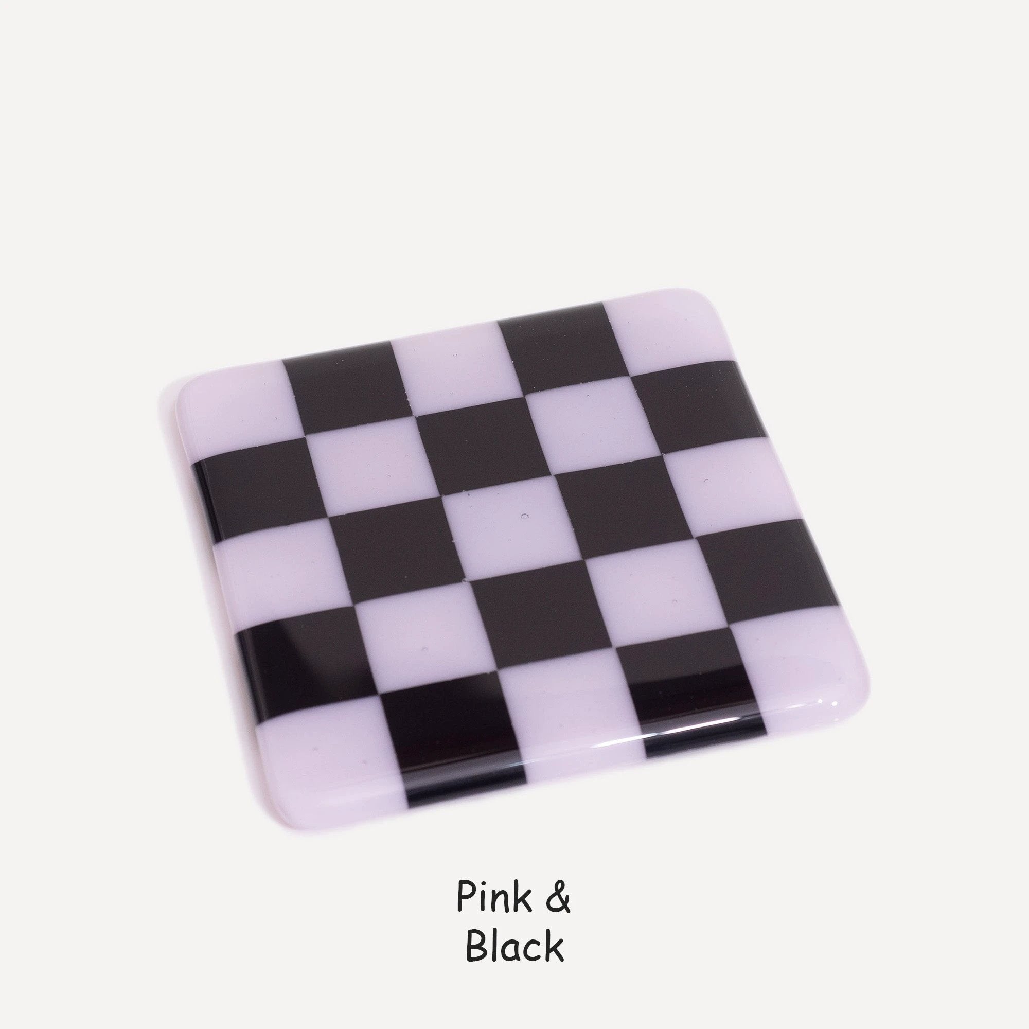 Fused Glass Coaster - Handcrafted Chequered Design from Cornwall by David Perry Glass & Ceramics (10cm-chequered-dual-colour-coaster-oceanside-collection)