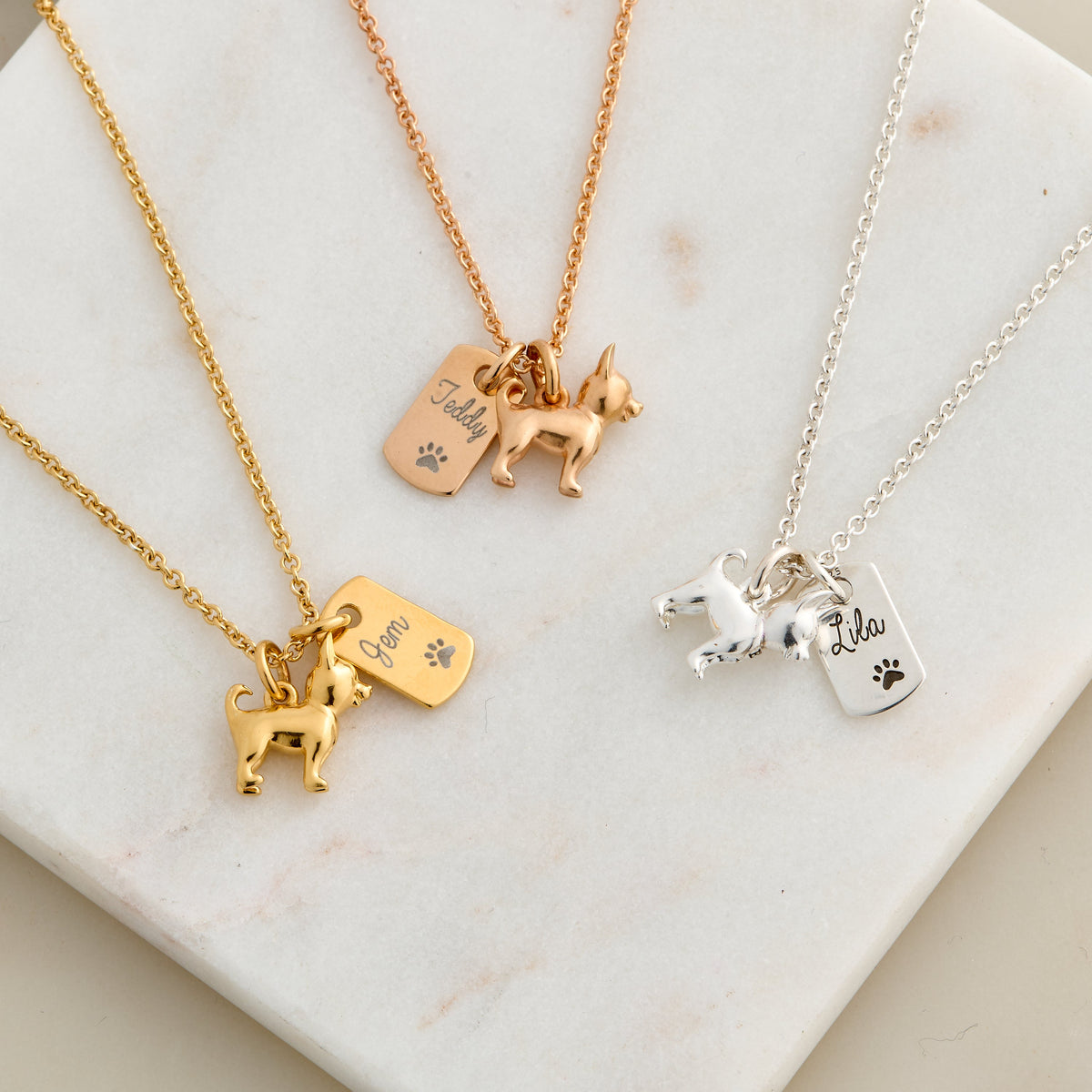 Chihuahua Personalised Silver Dog Tag Necklace