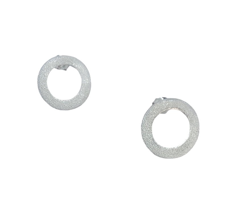 Handmade Circular Satin Stud Earrings – 925 Sterling Silver