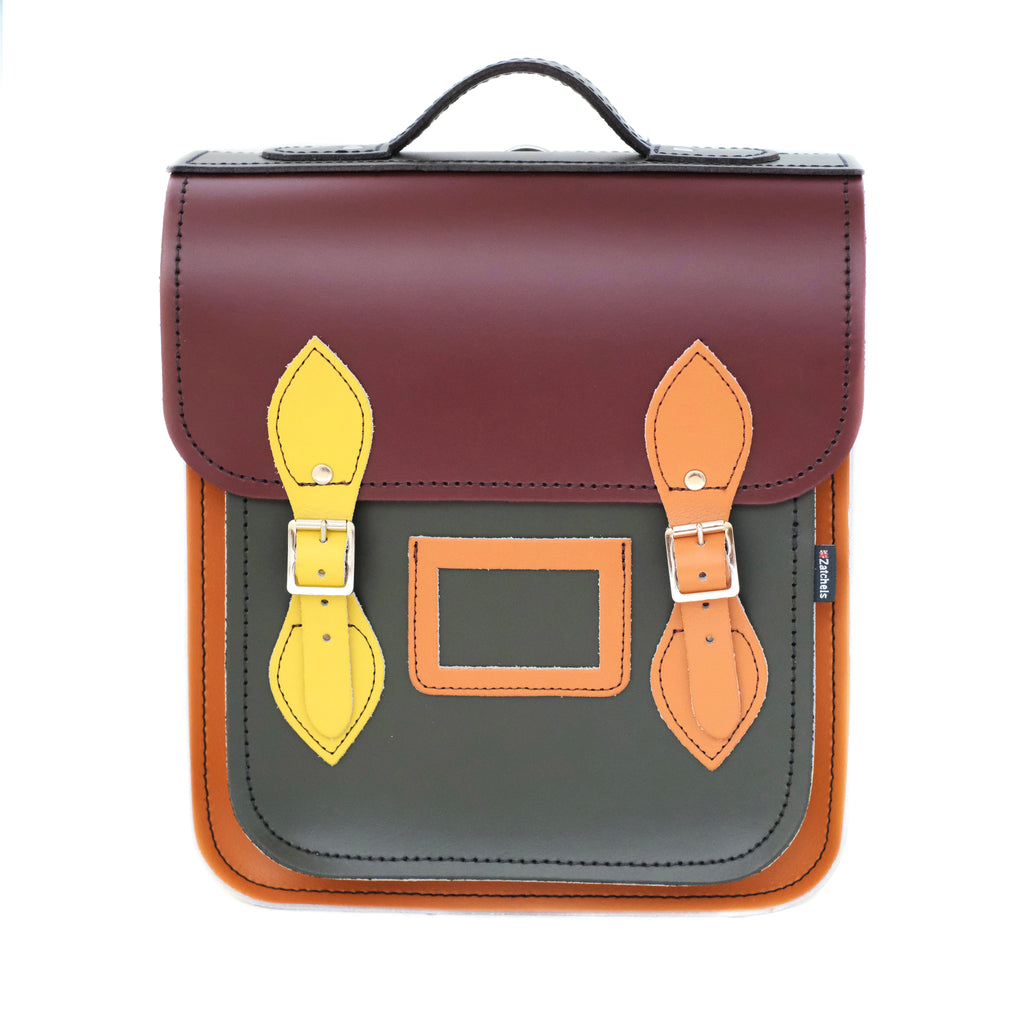 Handmade Leather City Backpack - Autumnal Kaleidoscope