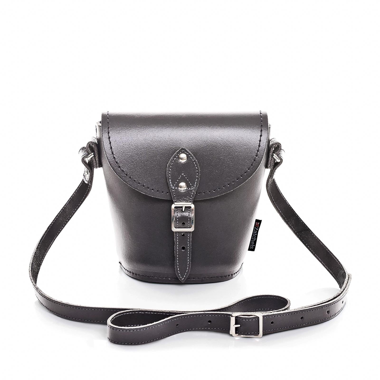 Handmade Leather Barrel Bag - Graphite