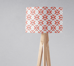 Coral and White Drum Lampshade, Geometric Design Shade for Table, Floor or Ceiling Pendant Light
