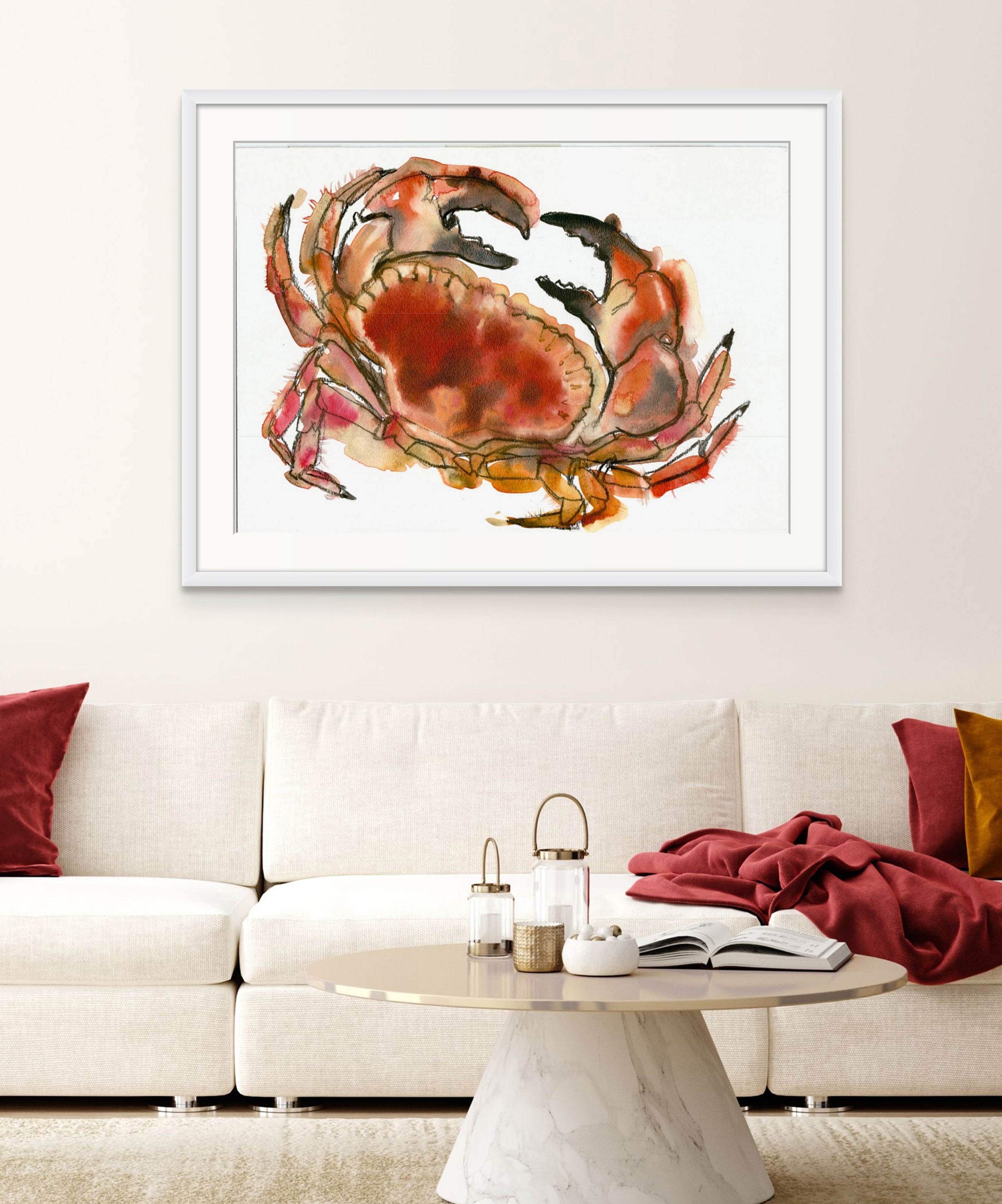 Newlyn Crab Turquoise - Giclée Watercolour Print