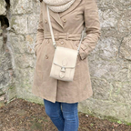 Handmade Leather Festival Phone Bag - Cream