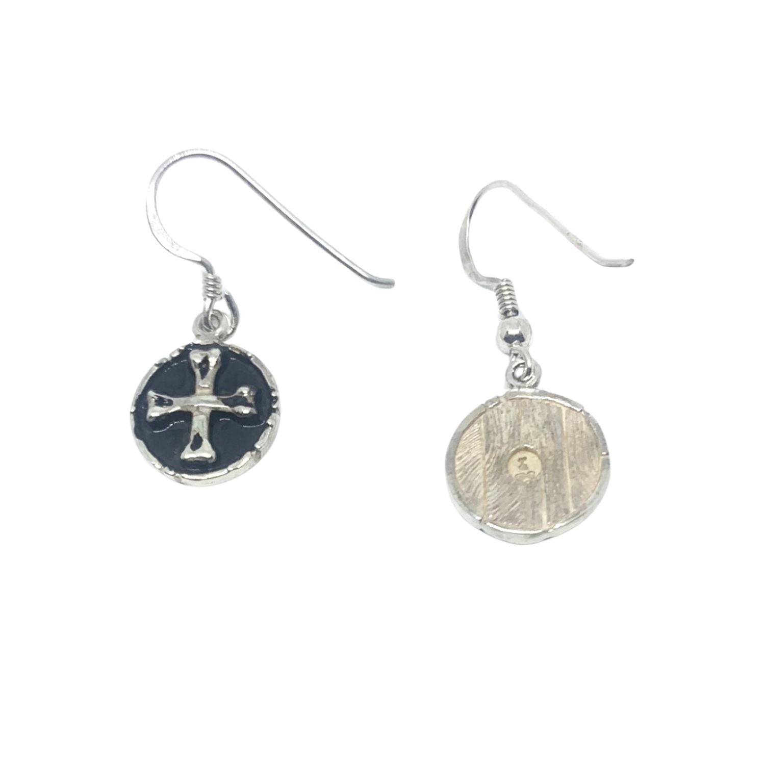Medaglie Crossed Bones Earrings – Sterling Silver 925 with Black Enamel