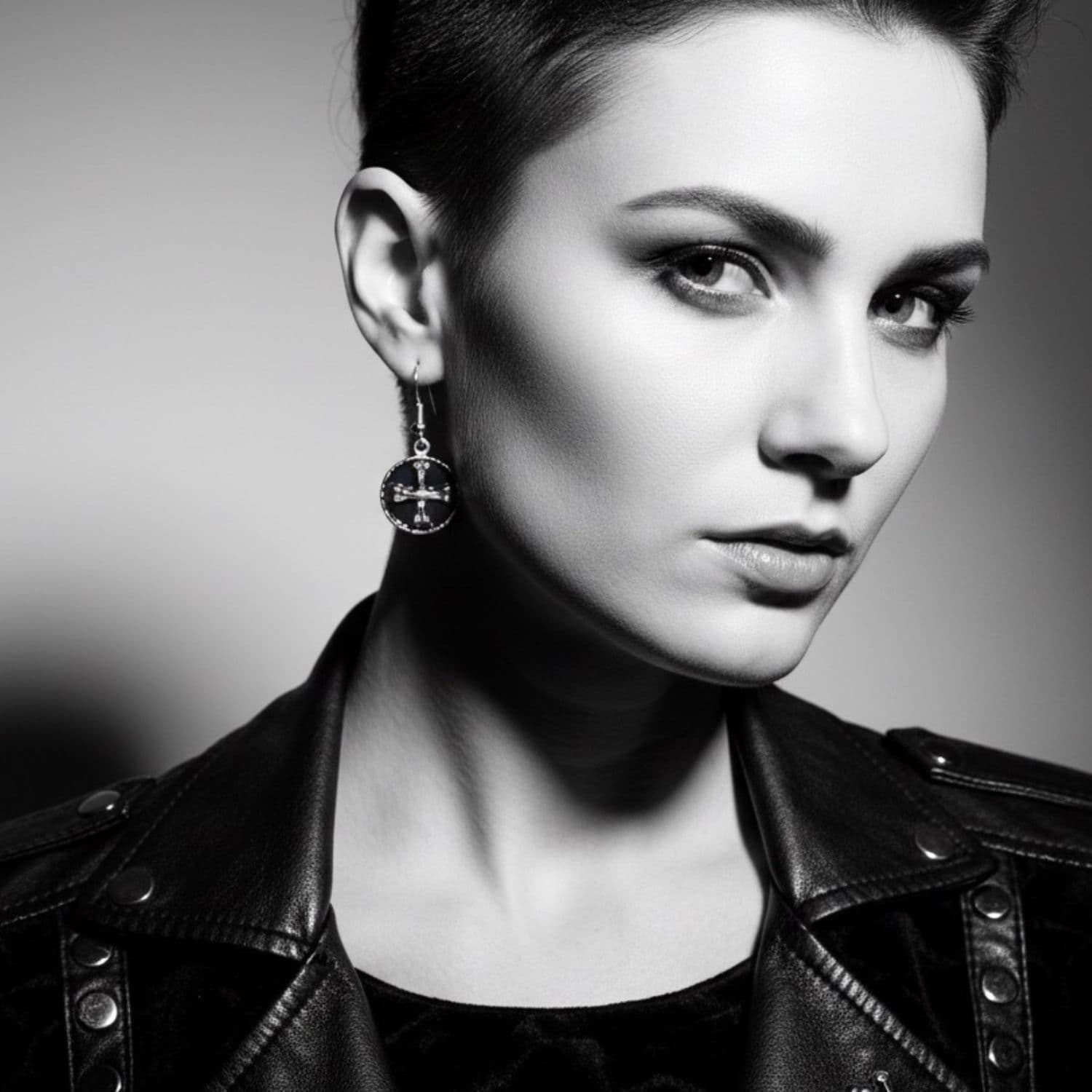 Medaglie Crossed Bones Earrings – Sterling Silver 925 with Black Enamel