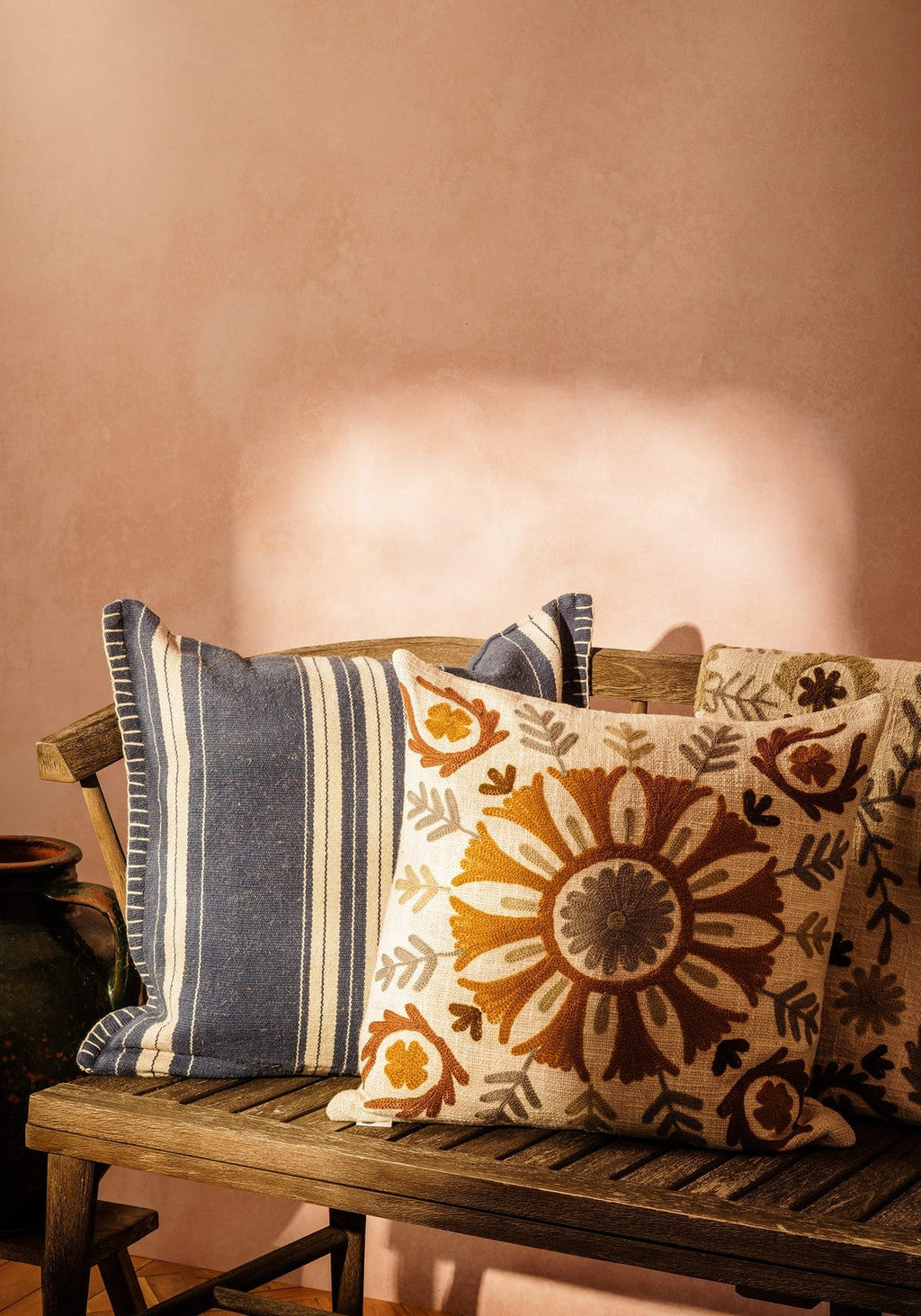 Margot Striped Cushion, Blue