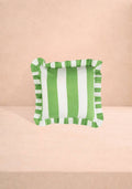 Green Cabana Stripe Ruffled Cushion Cover