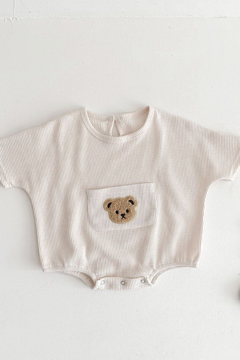 Waffle Bear Bodysuit Brown or Creme