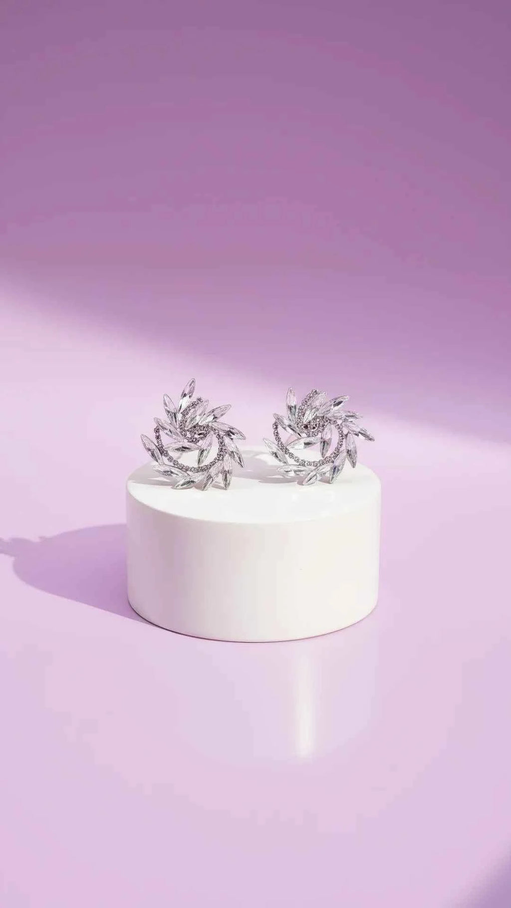 Curved Swirl Crystal Stud Earrings