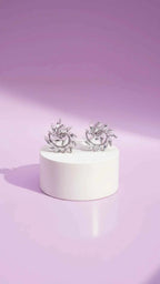 Curved Swirl Crystal Stud Earrings