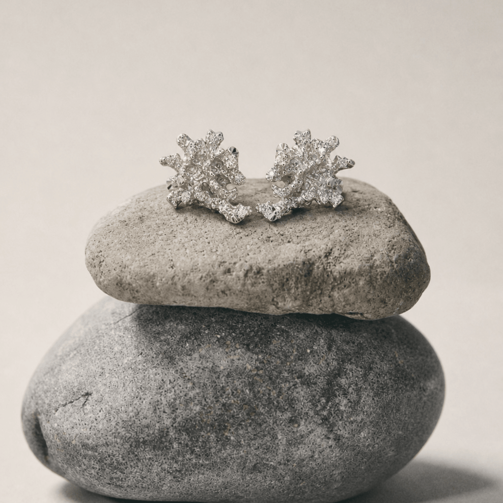 Dainty Saltwater Coral Stud Earrings - Gold or Silver