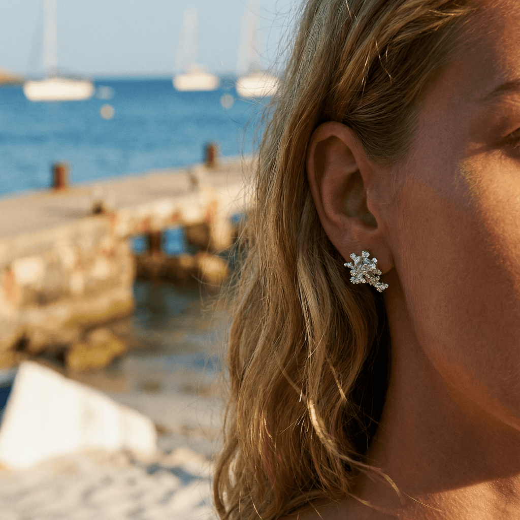 Dainty Saltwater Coral Stud Earrings - Gold or Silver