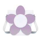 Handmade Leather Daisy Barrel Bag - White & Violet