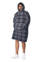 OLIVIA ROCCO Mens Hooded Oversized Blanket Giant Hoodie With Sherpa Lining Grey Stars