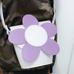 Handmade Leather Daisy Barrel Bag - White & Violet