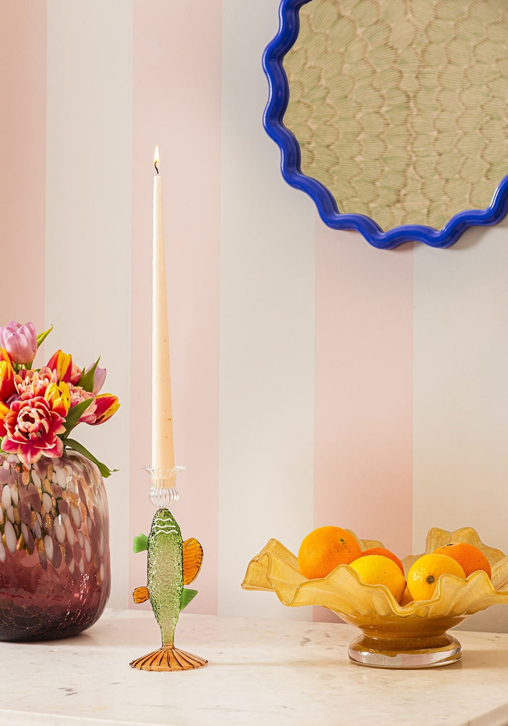 Daisy Scallop Mirror - Cobalt