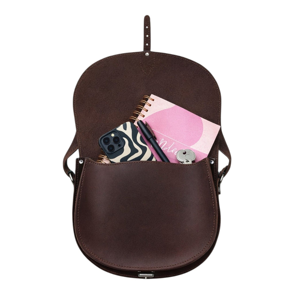 Handmade Leather Saddle Bag - Dark Brown