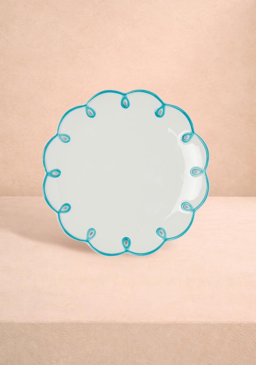 Sky Blue Scalloped Dessert Plate - Set of 4