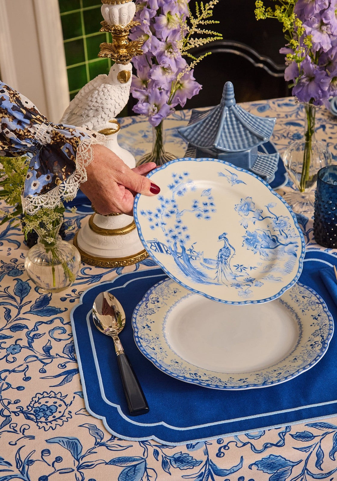 Virginia Blue and White Dessert Plates  - Set of 4