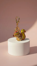 Squirrel With Pinecone Crystal Key Ring & Bag Charm