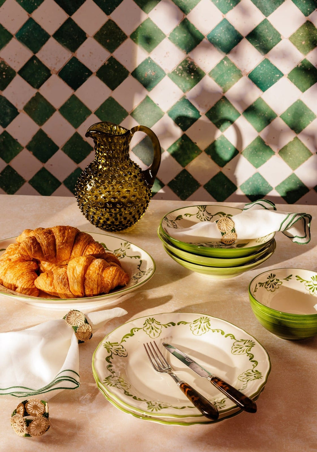 Cara Shell Dinner Plate, Green Set of 4