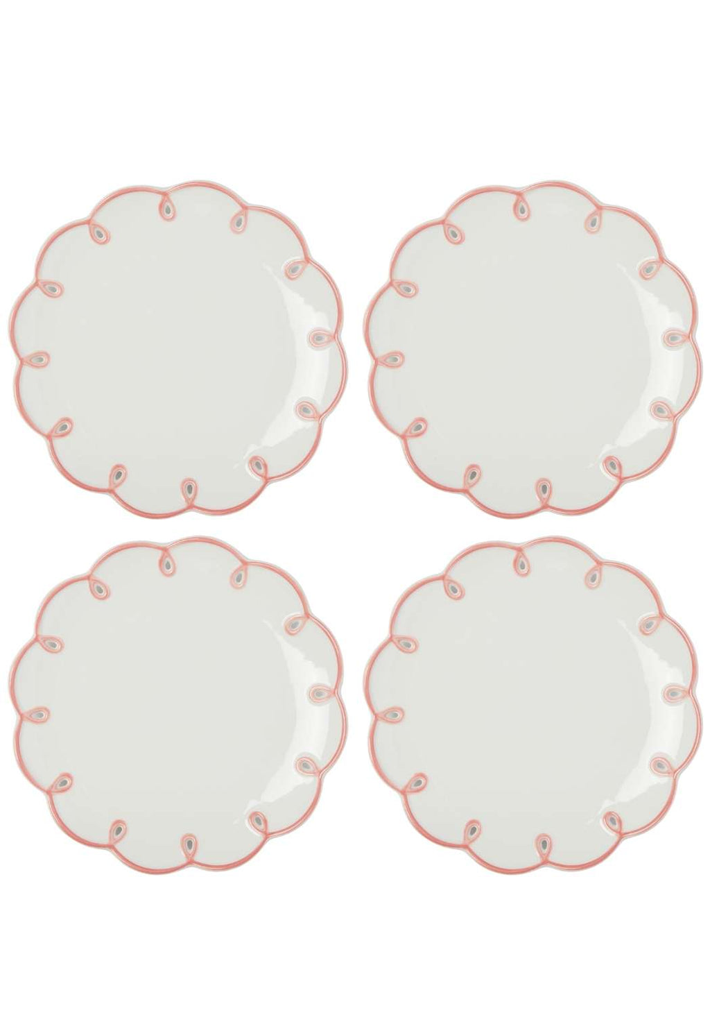 Pretty In Pink Scalloped Lunch Plate - Set of 4